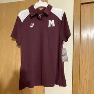 Women's Asics Montana Collard Polo Shirt Short Sleeves Burgundy Size‎ Medium